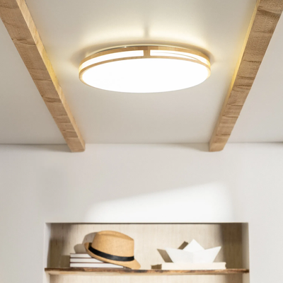 Plafon LED Abruzzo Sagio Okrągły 21W Naturalne Drewno 3 Barwy Świecenia CCT 40cm