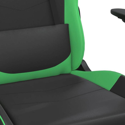 vidaXL Masujący fotel gamingowy z podnóżkiem, czarno-zielony, ekoskóra
