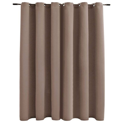 vidaXL Zasłona zaciemniająca z metalowymi kółkami, taupe, 290x245 cm