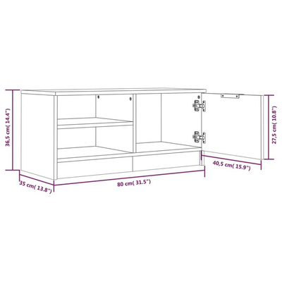 vidaXL Szafka pod TV, czarna, 80x35x36,5 cm, materiał drewnopochodny
