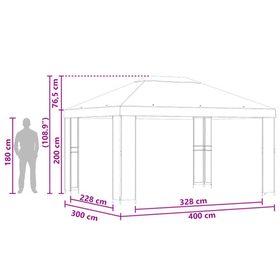 Altana 4 × 3 m Ciemnoszary Poliester i Stal 190 gsm