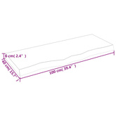 Półka, brązowa, 100x40x(2-6) cm, lakierowane lite drewno dębowe