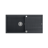 EVAN 146 XL GraniteQ zlewozmywak z syfonem Push 2 Open 1-komorowy z/o (1000x500x210; kom. 420x480) black diamond / elementy stalowe