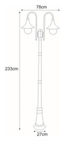 Wysoka zewnętrzna lampa stojąca K-8127 czarna/złota z serii BOSTON KAJA