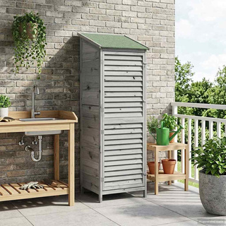 Shed ogrodowy z dachem Szary 59 x 56 x 176 cm Drewno Świerkowe