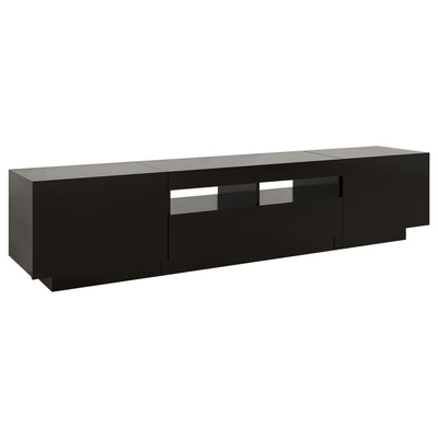 Szafka pod TV z oświetleniem LED, czarna, 180x35x40 cm