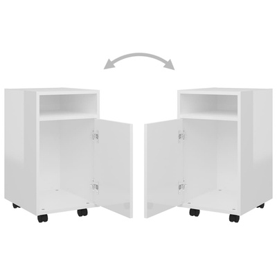 Szafka boczna z kółkami, biała z połyskiem, 33x38x60 cm