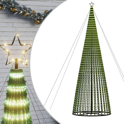 vidaXL Stożkowa choinka z lampek, 1544 ciepłych białych LED, 500 cm