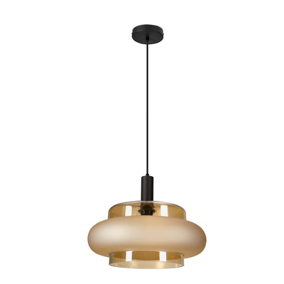 Lampa wisząca Brizi szklana pojedyncza bursztynowy klosz do jadalni