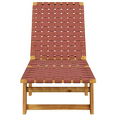 vidaXL Leżaki, 2 szt., czerwone, lite drewno akacjowe i tkanina