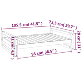 vidaXL Legowisko dla psa, szare, 105,5x75,5x28 cm, lite drewno sosnowe