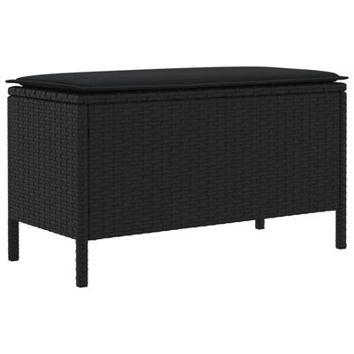 Pufa ogrodowa z poduszką Czarny 80 x 38 x 45 cm Rattan PE