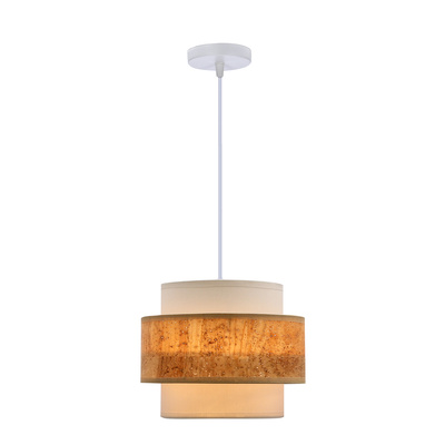 Lampa wisząca z abażurem Cork biała do salonu i jadalni