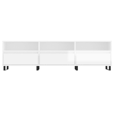 vidaXL Szafka pod TV, wysoki połysk, biała, 150x30x44,5 cm