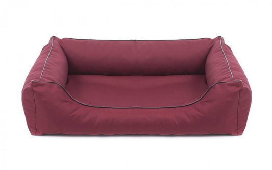 Legowisko dla psa Sofa Valencia Standard w kolorze bordowym z czarnym wykończeniem Rozmiar: M - 80 x 60 cm