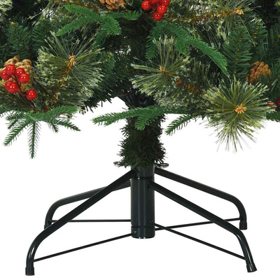Sztuczna choinka z zawiasami Zielony 210 cm PVC, PE i Stal