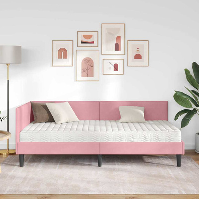 Rama Łóżka Narożnego z Materacem 2 szt. różowy 90 x 190 cm