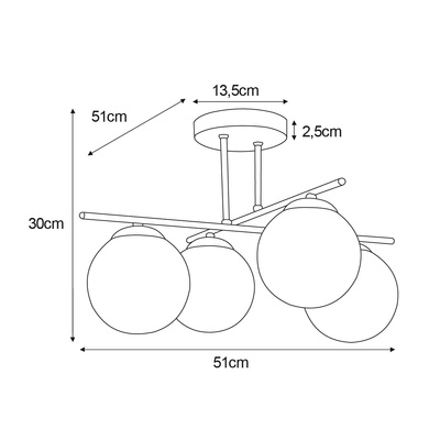 Lampa sufitowa na 4 źródła światła, kaszmirowa K-6043 z serii RAYA