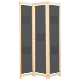 3-panelowy, szary, 120x170x4 cm, tkanina Parawan