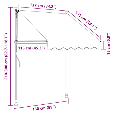 Markiza zwijana ręcznie, 150 cm, pomarańczowo-białe pasy