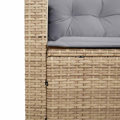 Sofa ogrodowa ze stołem i poduszkami w kształcie litery L