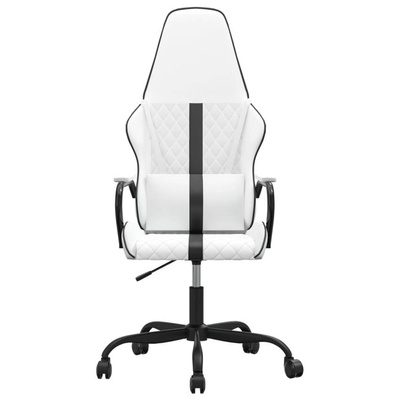 vidaXL Fotel gamingowy, biało-czarny, sztuczna skóra