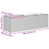 Donica ogrodowa z 3 wkładami, szara, 105x30x32 cm, rattan PE