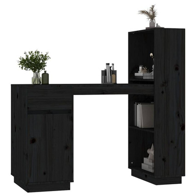 vidaXL Biurko, czarne, 110x53x117 cm, lite drewno sosnowe