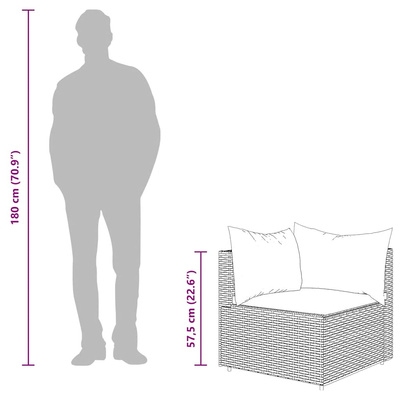 Narożny moduł sofy z poduszkami, brązowy, polirattan