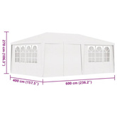 vidaXL Namiot imprezowy ze ściankami, 4x6 m, biały, 90 g/m²
