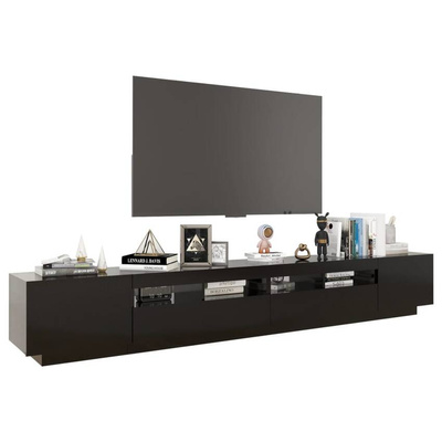 vidaXL Szafka pod TV z oświetleniem LED, czarna, 260x35x40 cm