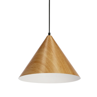 Dunca Lampa Wisząca 32 Czarny 1X40 E27 Klosz Jasny Dębowy