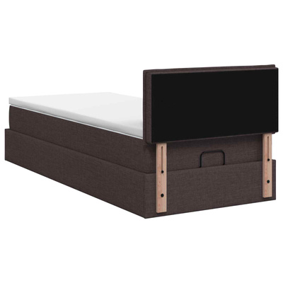 Łóżko ottoman z materacem Ciemny brąz 90 x 190 cm tkanina