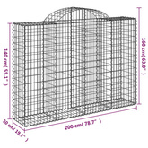 Kosze gabionowe, 20 szt, 200x50x140/160cm, galwanizowane żelazo