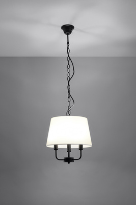 Pasteri lampa wisząca czarny matowy 3x40w e14 abażur beżowy 31-01351