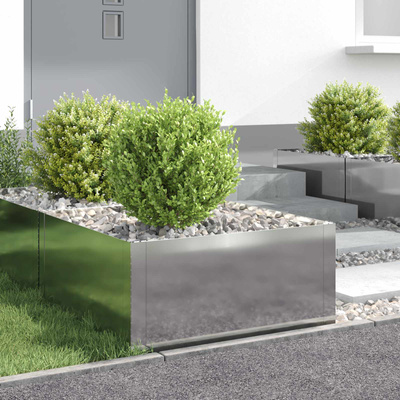 Krawężnik do trawnika 4 szt. 60 x 60 x 35 cm Stal srebrny