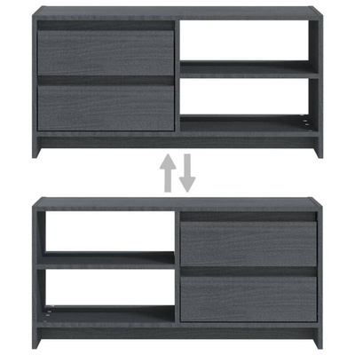 vidaXL Szafka pod TV, szara, 80x31x39 cm, drewno sosnowe