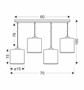 Legno lampa wisząca 15 4x40w e27 Abażur orzechowy