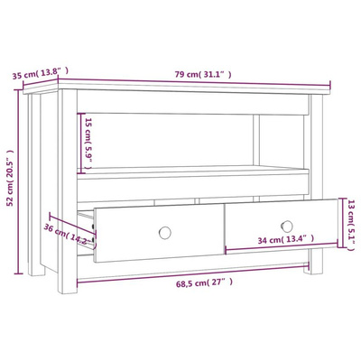 vidaXL Szafka pod TV, czarna, 79x35x52 cm, lite drewno sosnowe