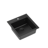 PETER 110 GraniteQ zlewozmywak granitowy pure carbon 1-komorowy z/o (50x52x20) z syfonem pure carbon
