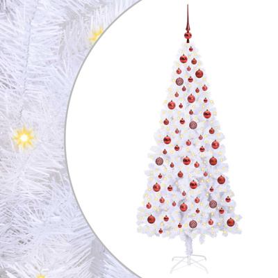 Sztuczna choinka z 300 diodami LED Biały 180 cm PVC i stal