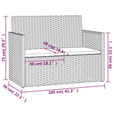 Ławka ogrodowa z poduszkami, czarna, 105 cm, polirattan