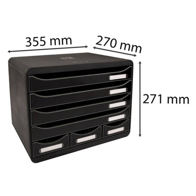 Exacompta Organizer na biurko Store-Box z 7 szufladami, czarny, połysk