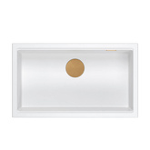 LOGAN 110 GraniteQ zlewozmywak snow white 76x44x23,5 cm 1-komorowy wpuszczany z syfonem manualnym miedziany