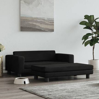 vidaXL Legowisko dla psa z dostawką, czarne, 100x50x30 cm, aksamit