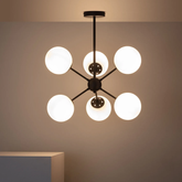 Lampa Wisząca Czarna szklane kule Abruzzo Grappa 6xE28