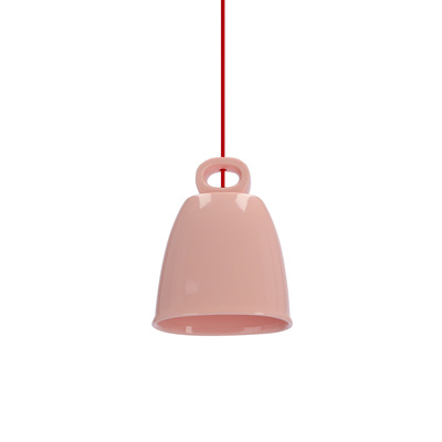 Lampa wisząca SEWILLA różowa - z ceramicznym kloszem - skandynawska lampa do jadalni