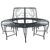 Ławka Drzewna 8 -osobowy Ø 160 x 89 cm steel Czarny Okrągły