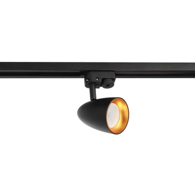 Lampa reflektor na szynoprzewód OVO T Black Gold, IP20, czarna, pierścień złoty EDO777235 EDO Solutions