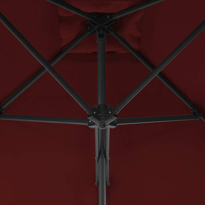 Parasol ogrodowy na stalowym słupku, bordowy, 250x250x230 cm